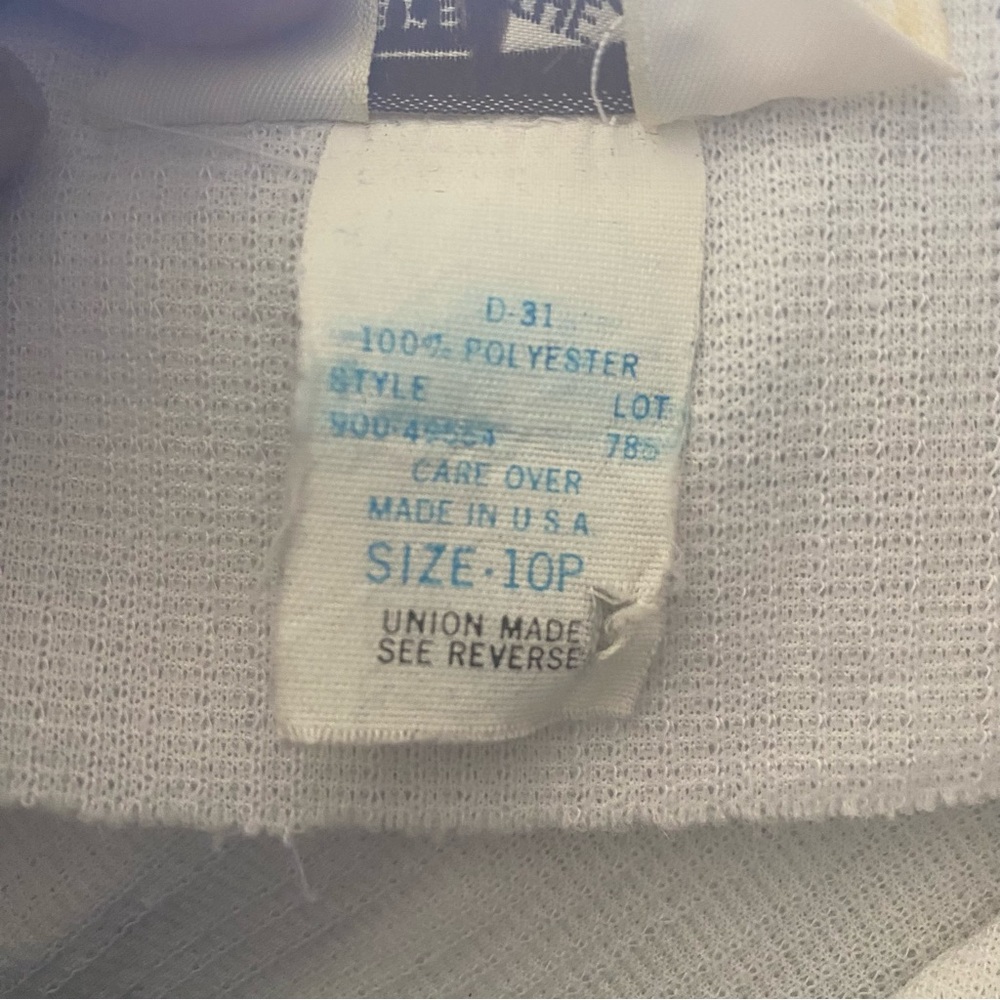 VTG Fashion Place polyester Union Made Dress! White with Pastels. USA. Size 10p. - Picture 14 of 15